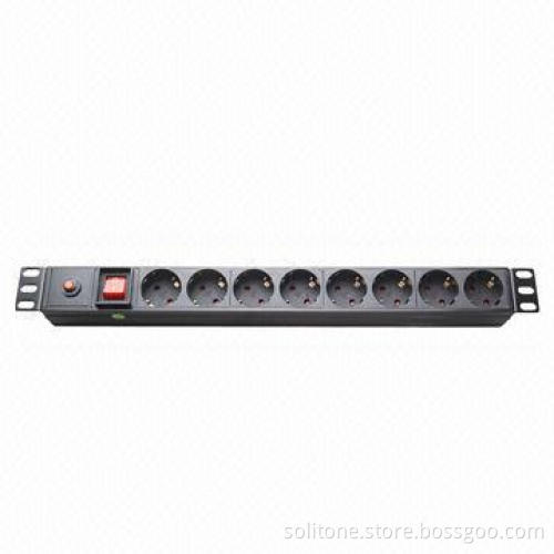 Power Distribution Unit, Germany Plug, 8-way Socket, 16A, 19-inch 1U Network Cabinet Size